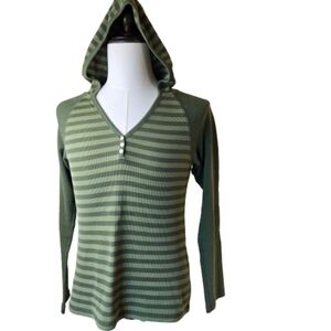 Merona Striped Waffle Knit Hoodie Size Large